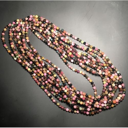Bracelet Triple En Tourmaline Naturelle Brésilienne, 5mm