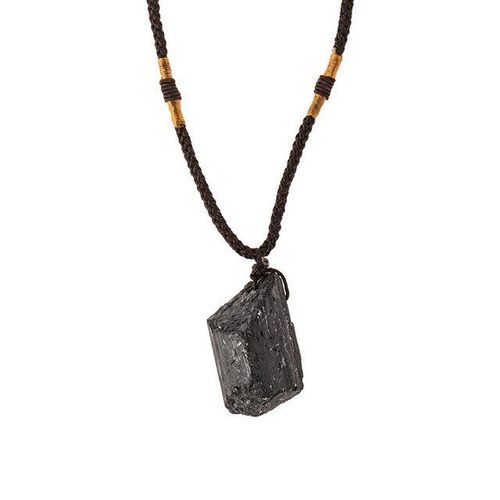 Pendentif En Pierre De Tourmaline Noire En Cristal Naturel, 1 Pièce, Spécimen De Pierre De Minerai Original, Mode Bijoux Accessoires Cadeau