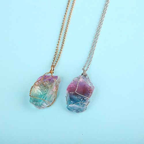 Pendentif En Cristal Enroulé En Pierre Naturelle, 7 Couleurs, Chaîne Transparente Multicolore, Ras Du Cou, Livraison Directe