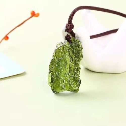 Collier En Pierre De Cristal Naturel Pur Moldavite Aerolites Vertes, Pendentif, Corde Libre, Collier Unique