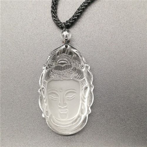 Pendentif Guanyin En Cristal Blanc Naturel Pur Pour Homme, Amulette De Tête De Bouddha Sculptée