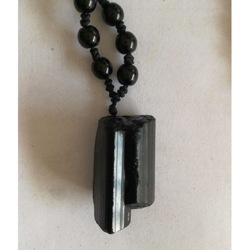 Pendentif Chakra Énergétique En Tourmaline Noire Naturelle, Pierre Précieuse, Cristal De Guérison, Standard, 100%