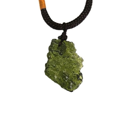 Collier En Pierre De Cristal Naturel Pur Moldavite Aerolites Vertes, Pendentif, Corde Libre, Collier Unique
