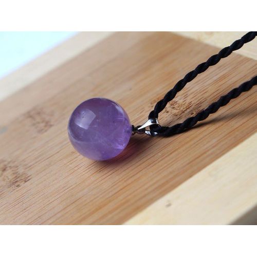 Pendentif Boule De Cristal Violet Naturel, Améthyys Du Brésil, Perle De Transport, Livraison Gratuite