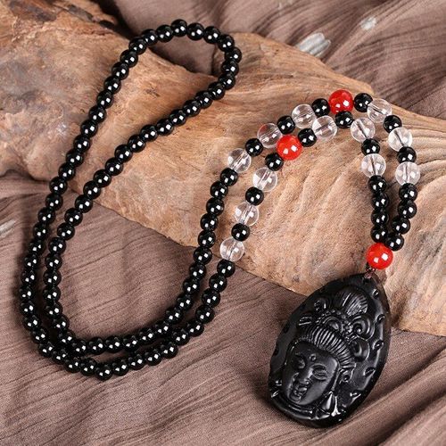Chaîne Tissée À La Main, Conception Originale, Vente En Gros, Collier Avec Perles D'obsidienne, Pendentif, Livraison Directe