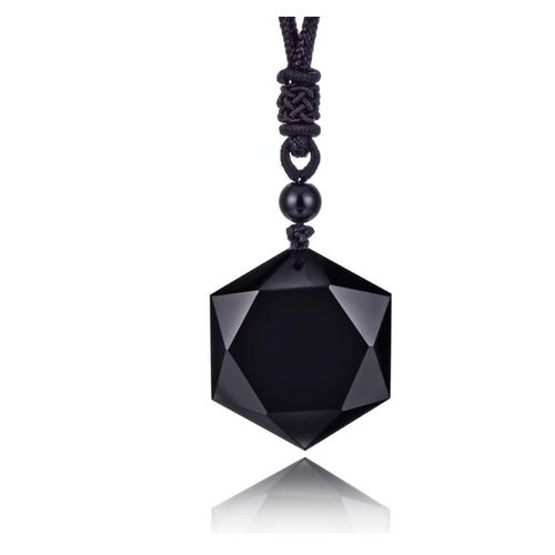 Collier Pendentif Obsidienne Noire, Pendentif Étoile De Rongde, Bijoux Porte-Bonheur En Cristal Avec Corde Gratuite, Livraison Directe