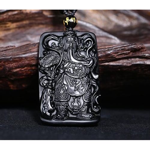 Pendentif Porte Givrée, Obsidienne, Guan Gong, Naturel, Bijoux En Cristal, Collier, Cadeaux, Vente En Gros