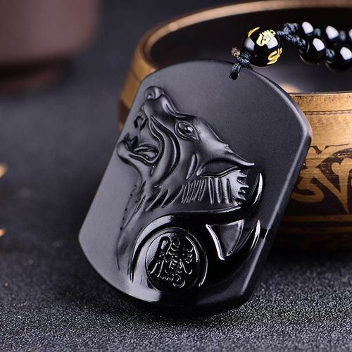 Collier De Tête De Loup À Longueur Réglable, Bijou En Obsidienne Noire Précieuse Sculptée, Totem Pour Amoureux, Livraison Gratuite