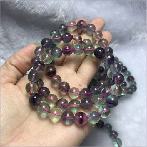 Bracelet De Perles En Fluorite De Couleur Naturelle, Sans Minéraux Sélectionnés, Perméabilité Au Cristal, 9mm, Vente En Gros