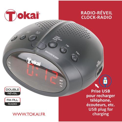 Radio Réveil Fm Avec Prise Usb Pour Recharger Téléphone. - Tokai - Noir