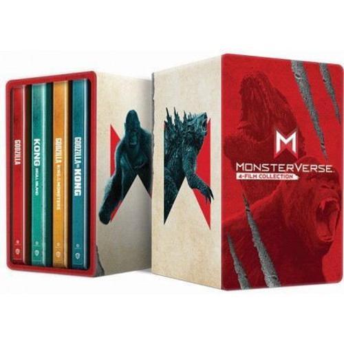 Monsterverse (Godzilla/Kong) - Collection 4 Films : Godzilla + Godzilla : Roi Des Monstres + Kong : Skull Island + Godzilla Vs Kong - 4k Ultra Hd + Blu-Ray - Édition Boîtier Steelbook