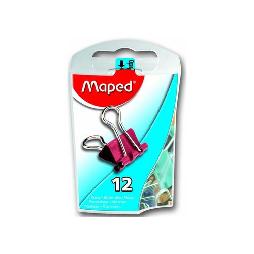 Maped Boite De 12 Pinces Clip Largeur 15mm Coloris Assortis