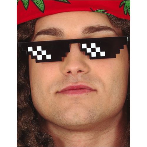 Lunettes De Pixels Noir Et Blanc (Taille Unique Adulte)