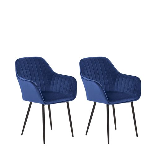 Lot De 2 Chaises En Velours Bleu Marine Wellston