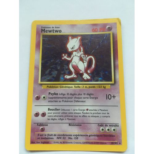 Pokemon Mewtwo Carte Holographique  Rare 10/102 1999 Wizards 