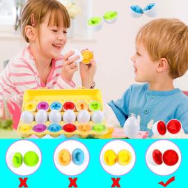 1 Set de jouets d'apprentissage assortis avec son pour cadeaux fille et  garçon de 1, 2 et 3 ans, 6 œufs MATCHIGN, jouets éducatifs de tri de formes  de couleurs Montessori pour