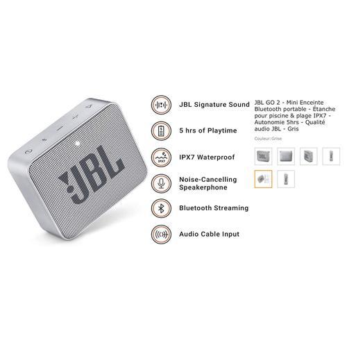 JBL GO 2 Mini Enceinte Bluetooth portable Étanche pour piscine et plage  IPX7