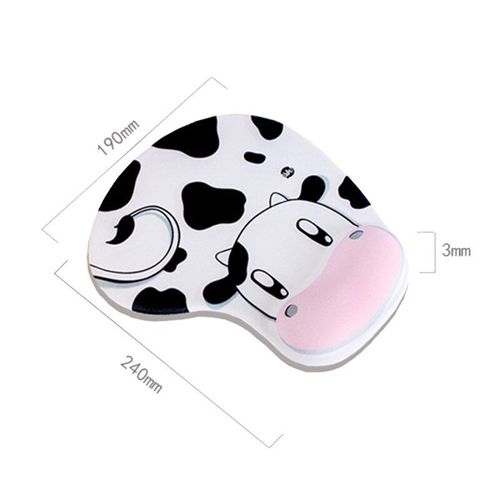 Tapis de souris avec Support de poignet en Silicone, confortable et antidérapant, motif vache, Animal, dessin animé