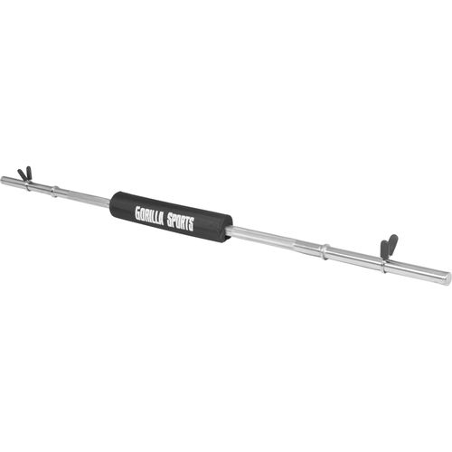 Gorilla Sports - Barre Longue 170 Cm Avec Stop Disques, Diamètre 30mm, Avec Coussin De Protection