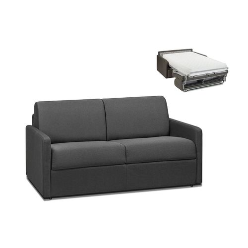 Canapé 2 Places Convertible Express En Tissu Calife - Gris - Couchage 120 Cm - Matelas 22 Cm