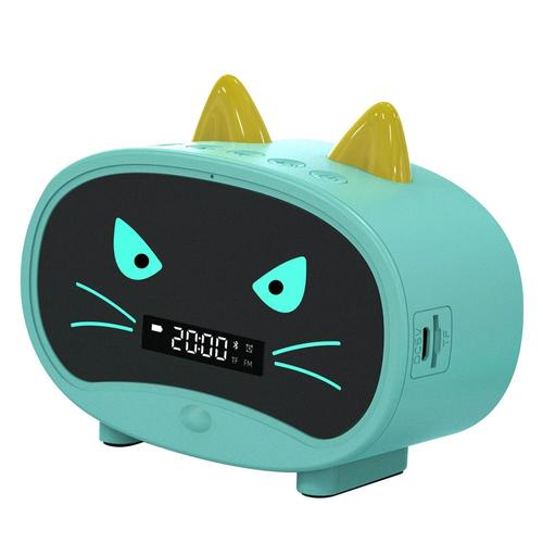 Haut-parleur oreilles de chat sans fil Bluetooth 5.0, réveil numérique, Radio FM, pour la maison, la chambre à coucher, la cuisine, le bureau, avec chargeur USB