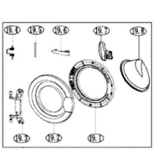 Cadre de hublot (repère 19.1) Lave-linge (25401 CURTISS KING D'HOME KINGDHO OCEAN OCEANIC PROLINE TECNOLEC)