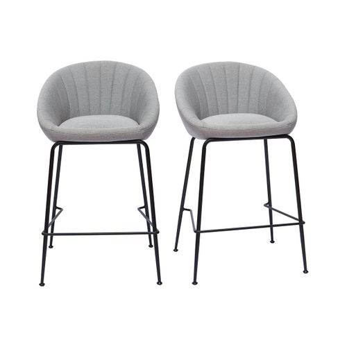 Tabourets De Bar Design Tissu Gris Clair 65 Cm (Lot De 2) Sheru