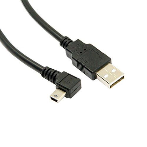 Mini câble USB type-b 5 broches mâle coudé à 90 degrés vers USB 2.0 mâle, câble de données avec noyau de Ferrite EMI 5 mètres