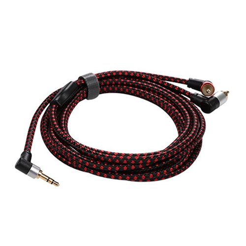 Câble stéréo 90 degrés 3.5mm mâle vers 2 RCA mâle, cordon séparateur AUX Y à Angle droit, prise de Microphone pour ordinateur portable 2M