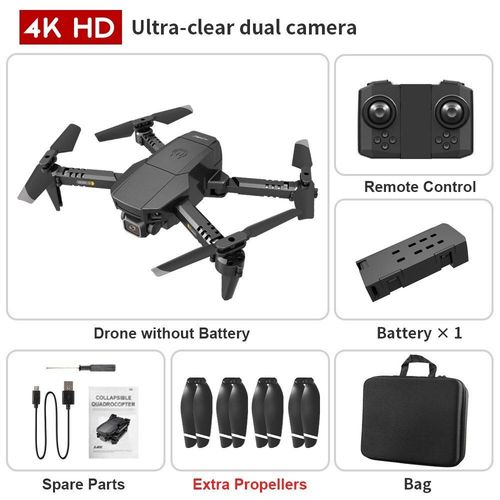 Drone Hj78 Hd 4k À Double Caméra Pliable En Hauteur, Mini Drone Wifi Fpv Rc Quadcopte Portable Intelligent Selfie Hélicoptère Jouet, 2021-Générique