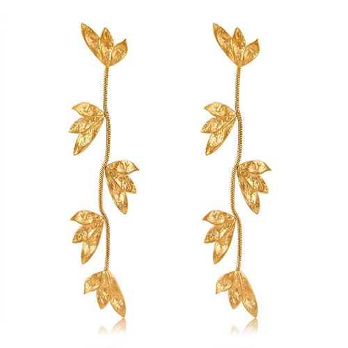 Boucles Doreilles Pendantes A Longues Feuilles Pour Femmes En Acier Inoxydable Breloques Elegantes Bijoux Uniques Etanches Tendance