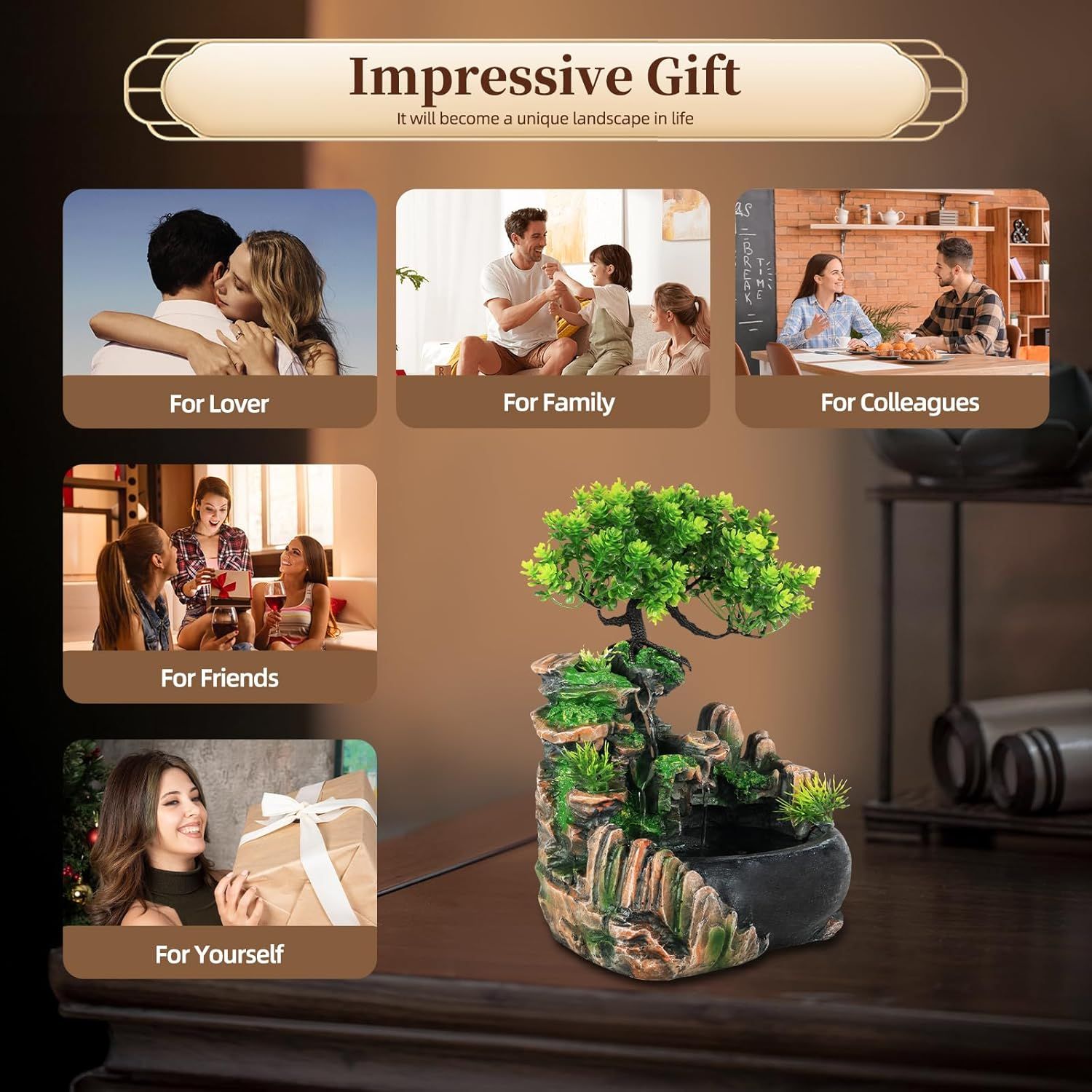 Vert. Fontaine De Bureau 220 V - Cascade - Fontaine D'intérieur