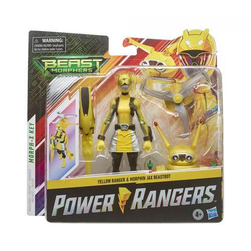 Hasbro Power Rangers Beast Morphers, Figurines Ranger Jaune, Morphin Jax Beastbot