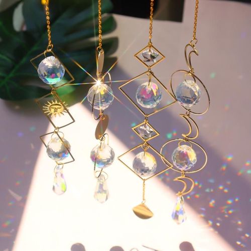 Carillons Éoliens Suspendus En Cristal Aurora Avec Pendentif Prismatique, Ornement De Lustre Élégant En Cristal, Attrape-Soleil Arc-En-Ciel