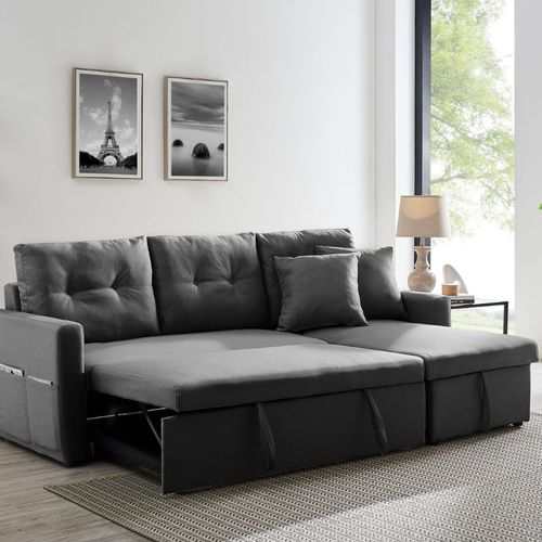 Malmo - Canapé D'angle 4 Places Convertible Gris