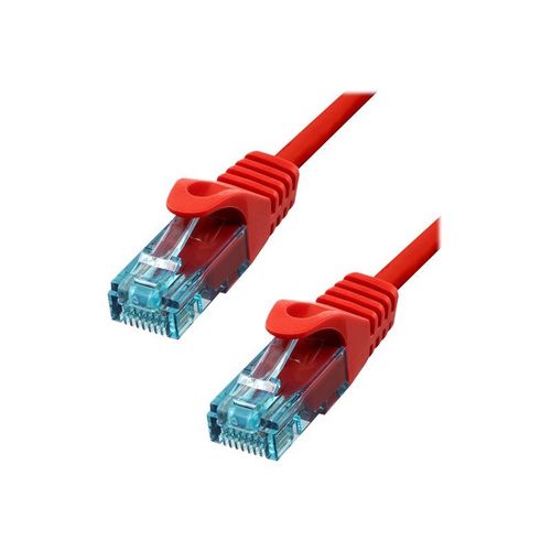 ProXtend - Cordon de raccordement - RJ-45 (M) pour RJ-45 (M) - 30 cm - 6 mm - UTP - CAT 6a - IEEE 802.3at - démarré, sans halogène, sans crochet - rouge