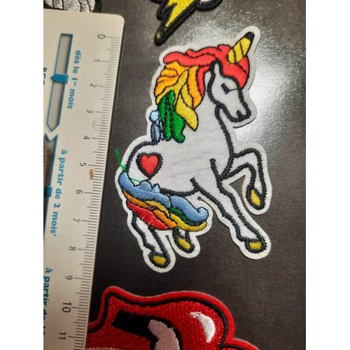 Patch Thermocollant Brodé Applique Patches Coudre Sur Fer Sur Broderie Décoration Couture Lot Licorne Aile Arc-En-Ciel Nuage Etoile Argenté Customisation