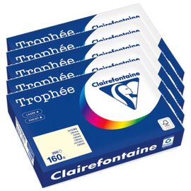 Clairefontaine Lot De 5 Ramettes Papier Fsc A4 160g 250 Feuilles Ivoire