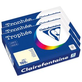 Clairefontaine Lot De 3 Ramettes Papier Fsc A4 160g 250 Feuilles Ivoire