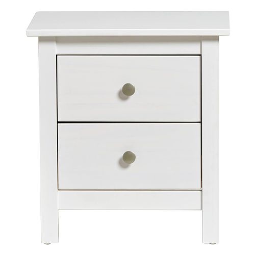 Fred - Chevet 2 Tiroirs Bois Massif Coloris Blanc