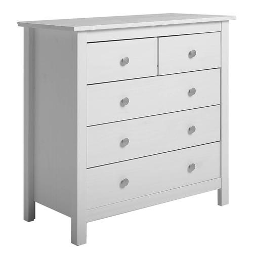 Fred - Commode 5 Tiroirs Bois Massif Coloris Blanc