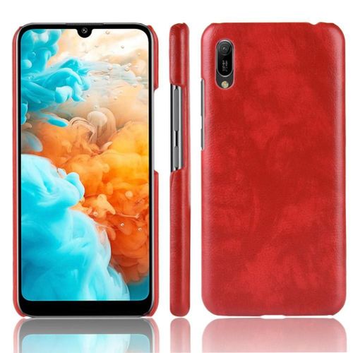 Rétro Étui Pour Huawei Y6 Pro 2019 Rétro Compatibilité Housse De Protection Anti Éraflure Modèle De Litchi - Rouge