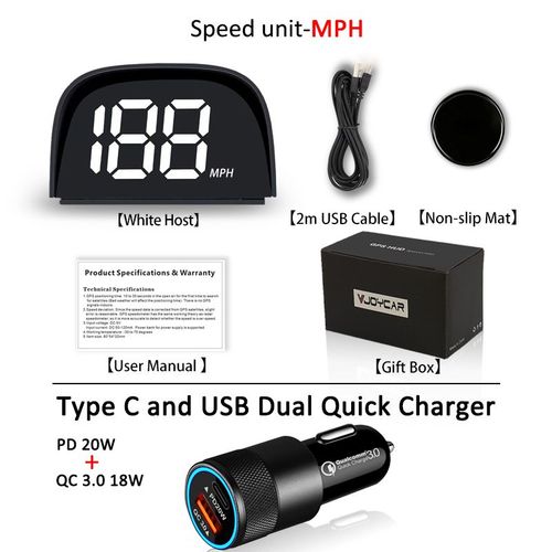 Compteur De Vitesse Gps Hud,Affichage Numérique,Grande Police 2 Couleurs Plug And Play,Accessoires Électroniques Pour Toutes Les Voitures,2023 - Type Mph-Cigarette-White