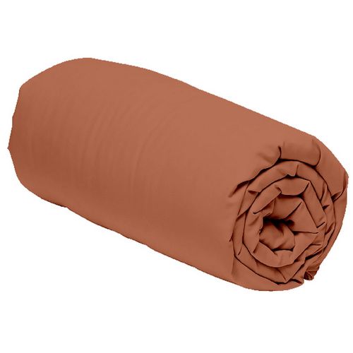 Drap Housse 140x190 + 30 Cm 100% Percale De Coton 80 Fils Terracotta