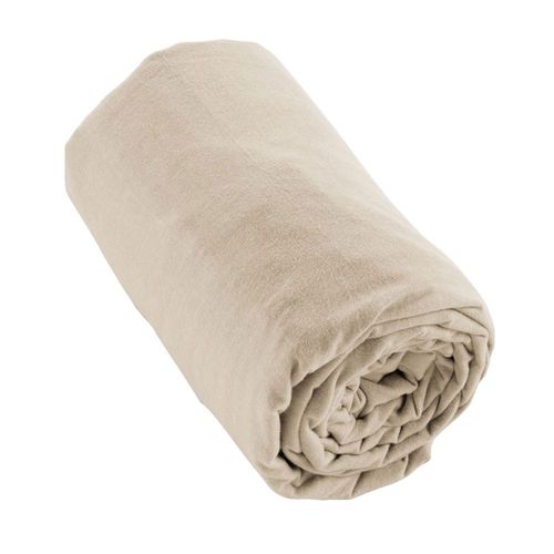 Drap Housse 90x190 +30 Cm Flanelle De Coton Candice Sable