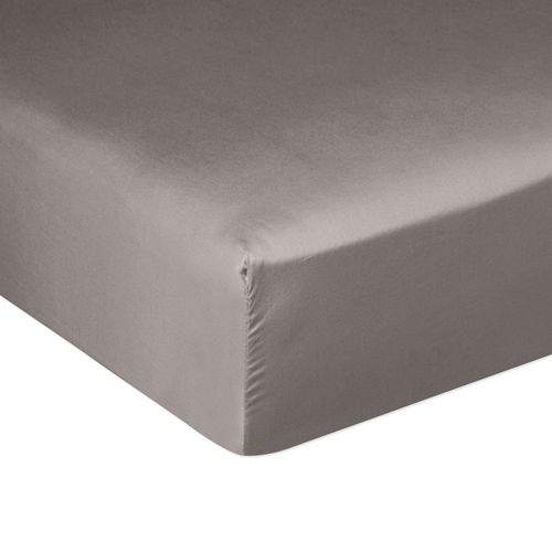 Drap Housse 140x190 + 30 Cm Satin De Coton Gris Clair