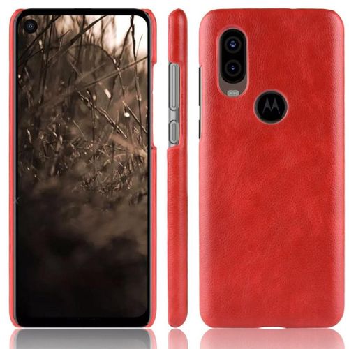 Rétro Étui Pour Motorola One Vision Compatibilité Modèle De Litchi Rétro Anti Éraflure Housse De Protection - Rouge