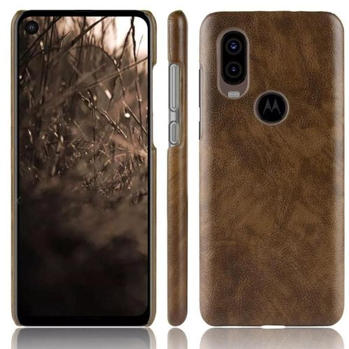 Rétro Étui Pour Motorola One Vision Compatibilité Modèle De Litchi Rétro Anti Éraflure Housse De Protection - Le Brun