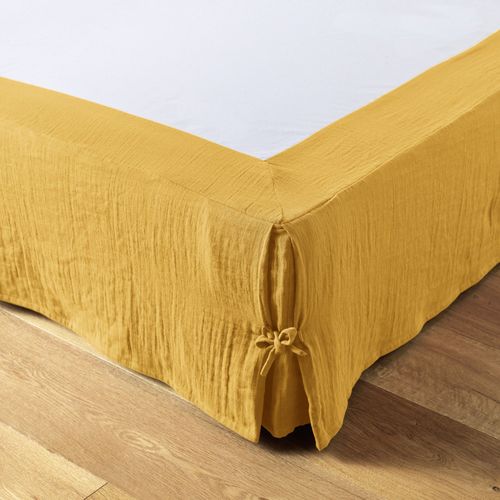 Cache Sommier 160x200 Cm Gaze De Coton Safran