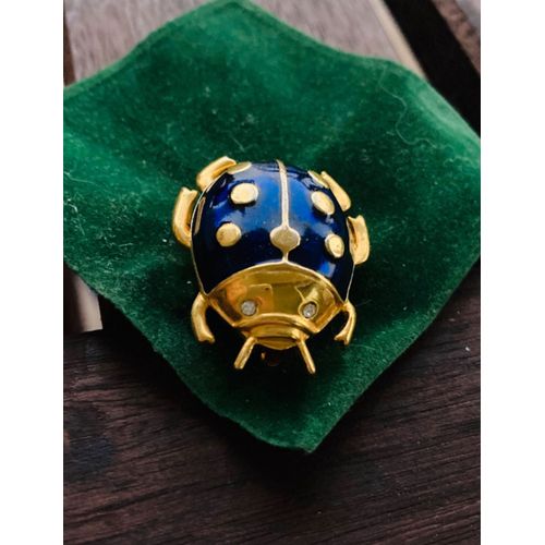 Broche Doré Et Bleue